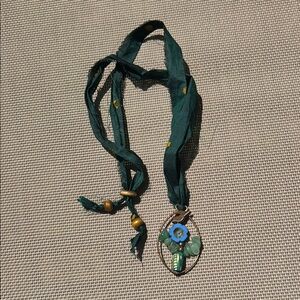 Wire Wrapped Copper Bird on a Bloom Necklace